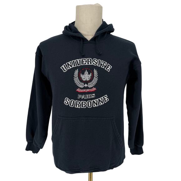 Universite Paris Sorbonne Embroidered Basic Hoodie Navy Blue Men's S Collegiate - Picture 1 of 4